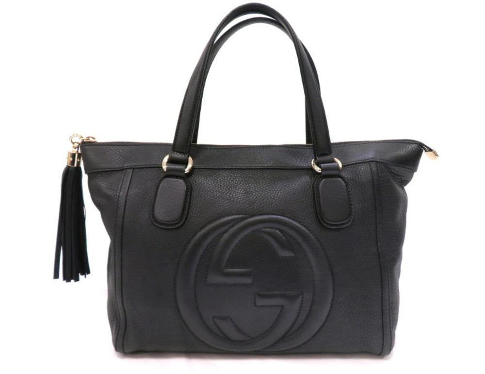 Gucci Soho Interlocking G Tote Bag Black Leather